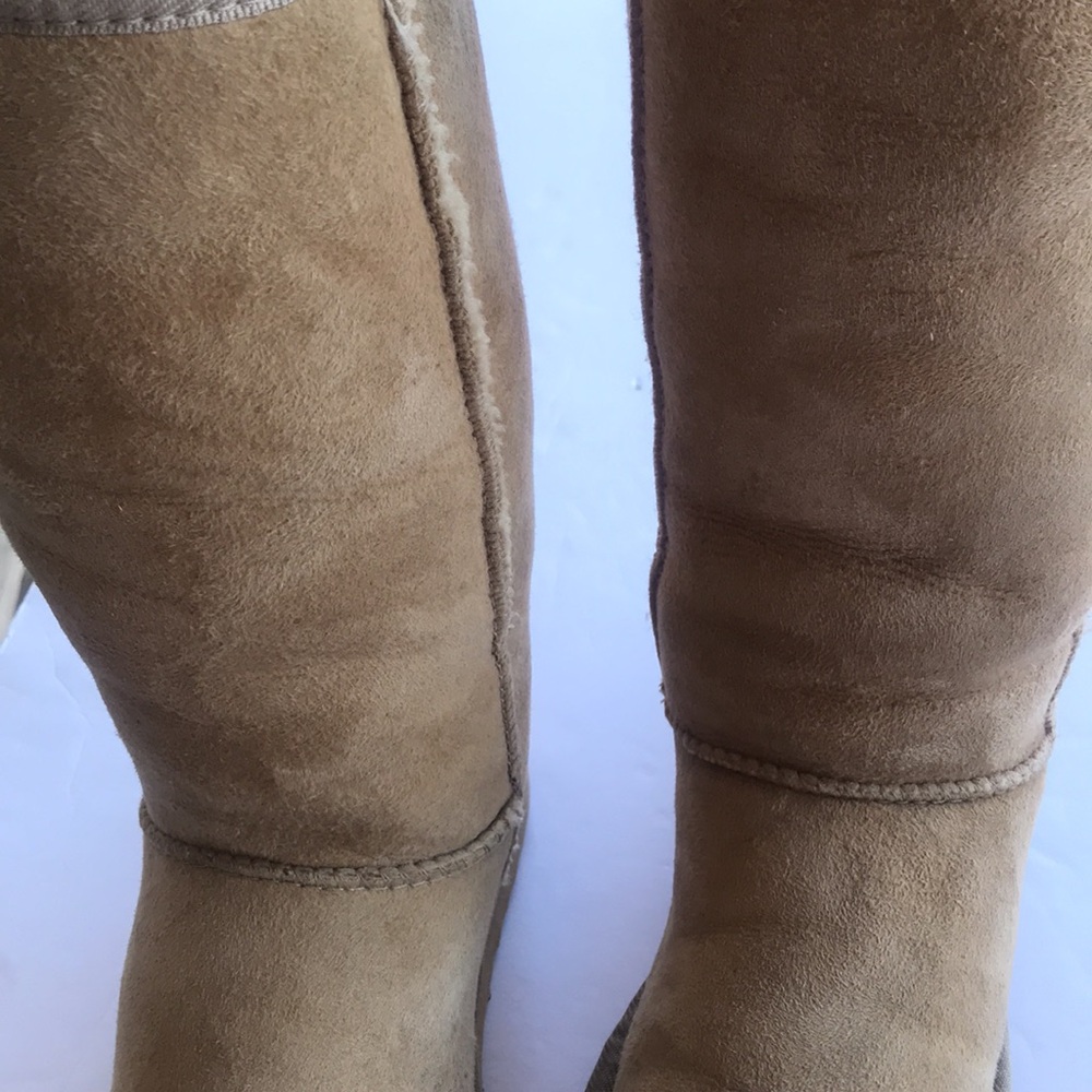 UGG Classic Tall Suede Sherpa Rare Vintage Y2k Sand 6 High Warm Boots Knee Cute - Picture 15 of 17